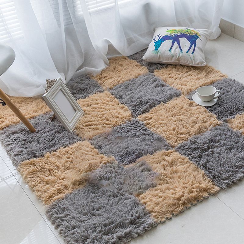 Sikunuo | Bedroom Carpet Tiles Solid Square Shag Stain Resistant Carpet Tiles