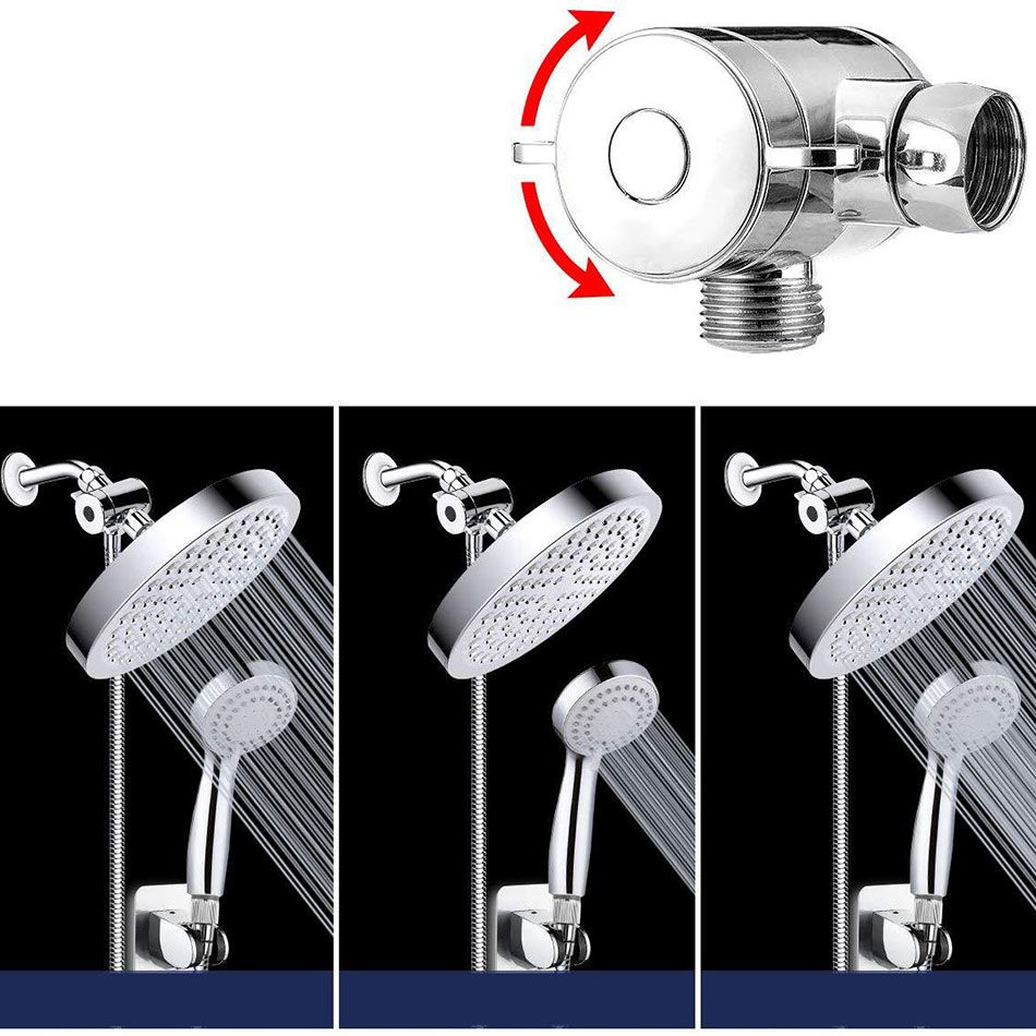 Sikunuo | Modern Standard Shower Set Double Round Metal Adjustable Spray Pattern Shower Head