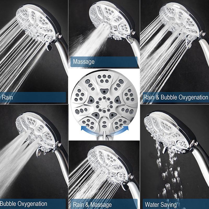 Sikunuo | Contemporary Shower Combo Dual Shower Head Chrome Ceiling Mounted Round Shower Head