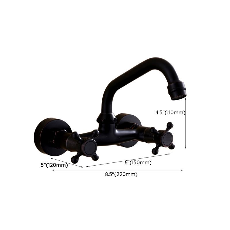 Sikunuo | Black Wall-Mounted Bathroom Faucet American Classic Widespread Sink Faucet