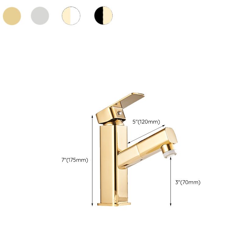 Sikunuo | Luxury Extendable Basin Faucet Cubic Low Arc Vanity Faucet