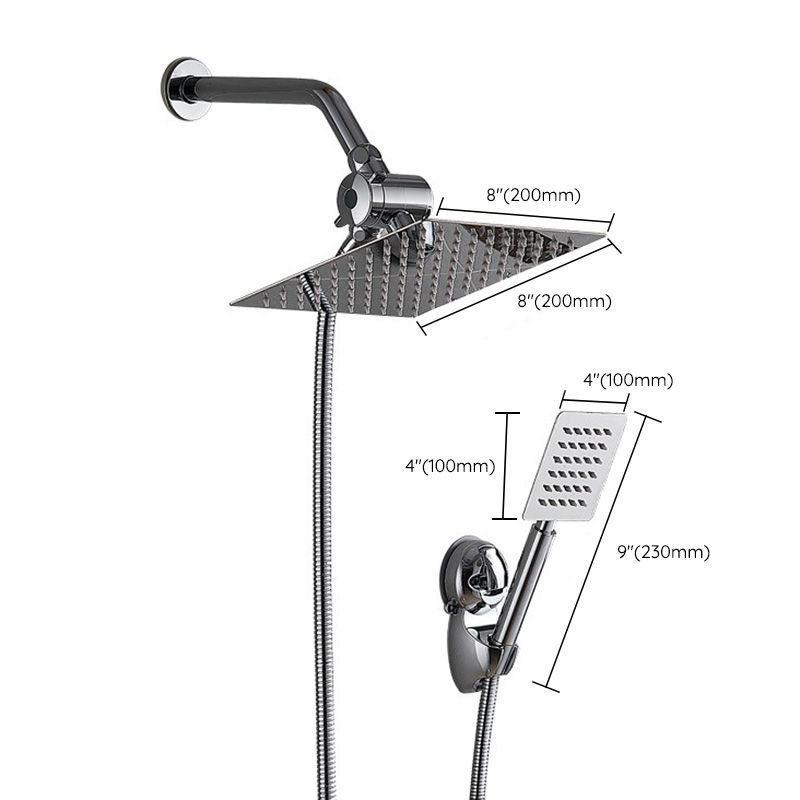 Sikunuo | Square Metal Double Shower Heads Modern Shower with Shower Hose
