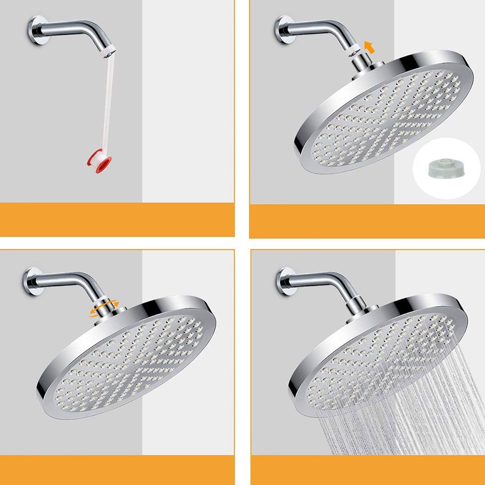 Sikunuo | Contemporary Fixed Shower Head Round Metal Spray Head in Silver