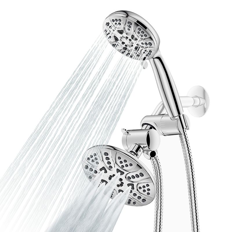 Sikunuo | Contemporary Shower Combo Dual Shower Head Chrome Ceiling Mounted Round Shower Head