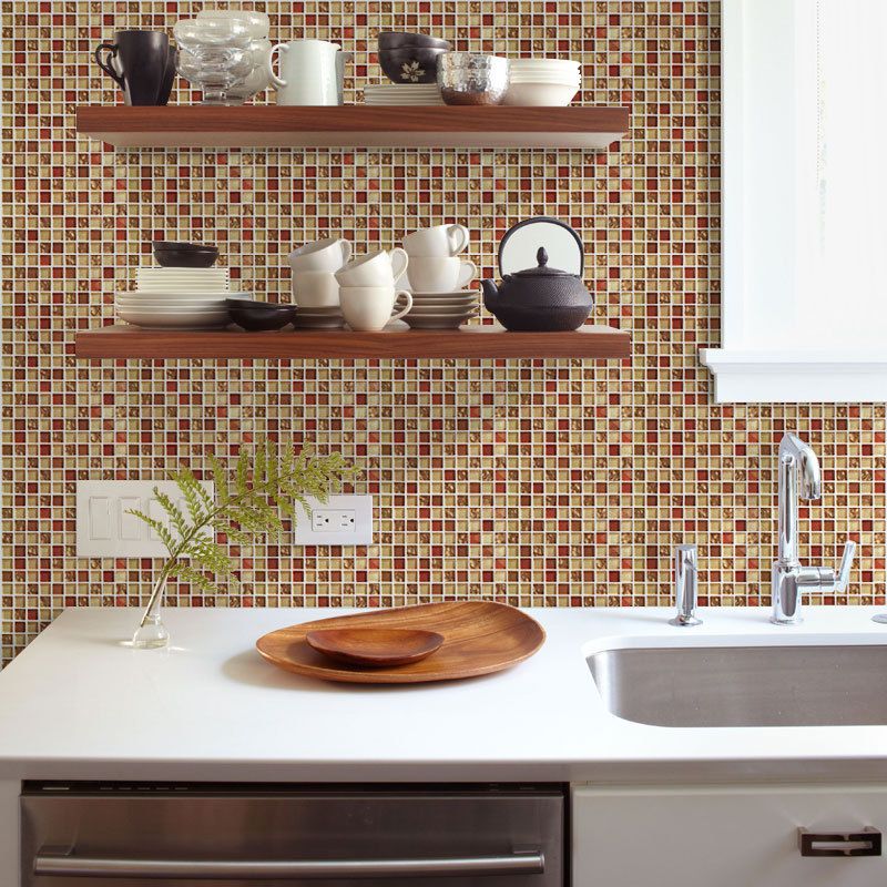 Sikunuo | Peel and Stick Mosaic Tile Waterproof Square Peel and Stick Tile for the Kitchen 20-Pack