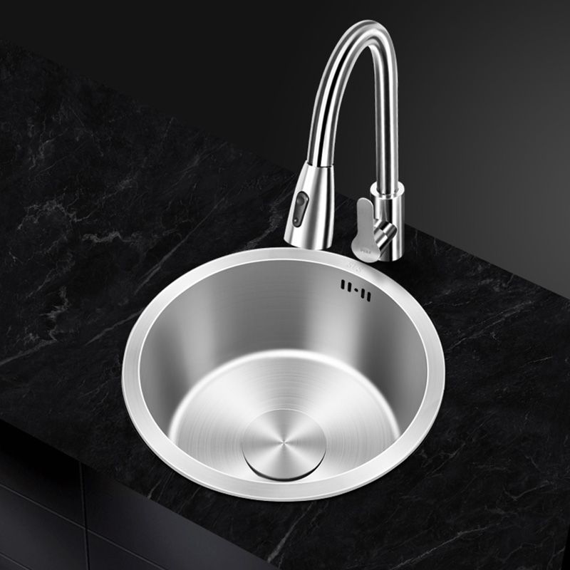 Sikunuo | Contemporary Style Kitchen Sink Stainless Steel Round Kitchen Sink