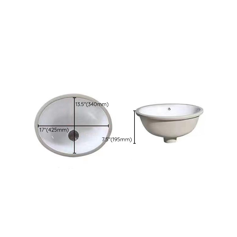 Sikunuo | Modern Under-Mount Sink Oval Porcelain with Pop-Up Drain Sink