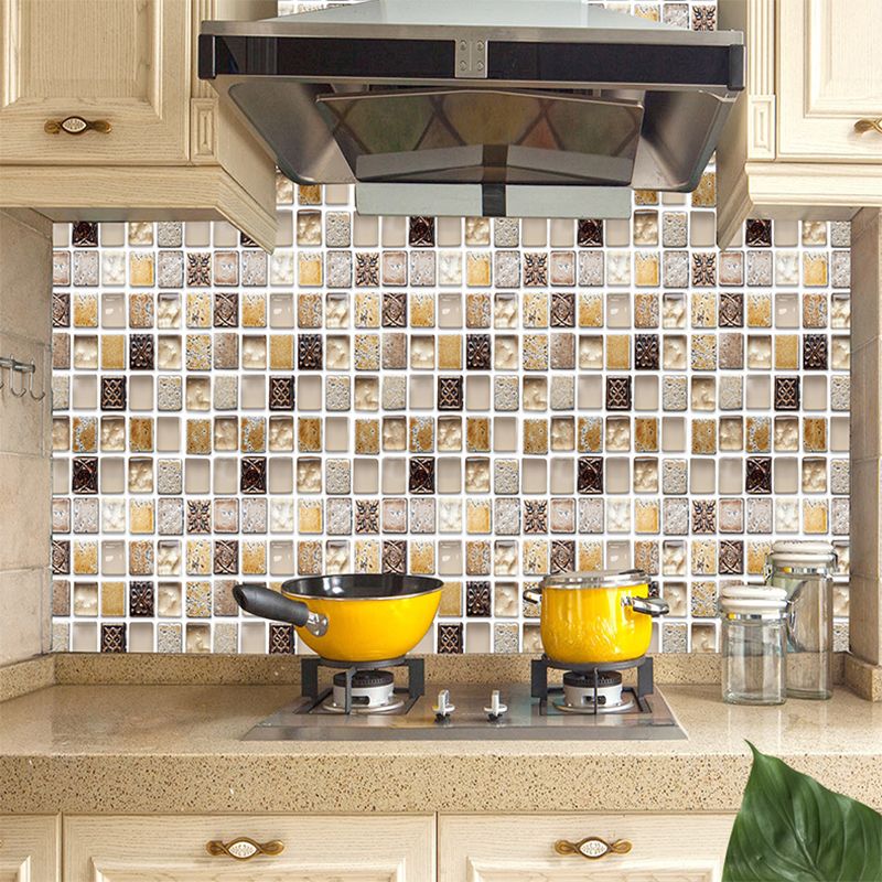 Sikunuo | Plastic Self-Adhesive Tiles Mosaic Tiles Grid Square Waterproof Self-Adhesive Tile Pack of 12