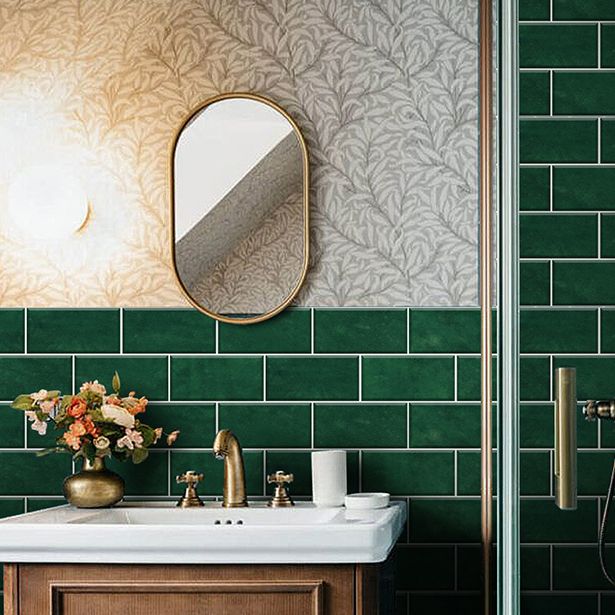 Sikunuo | Mosaic tiles peel and attach tiles PVC backsplash peel and attach wall tiles in green