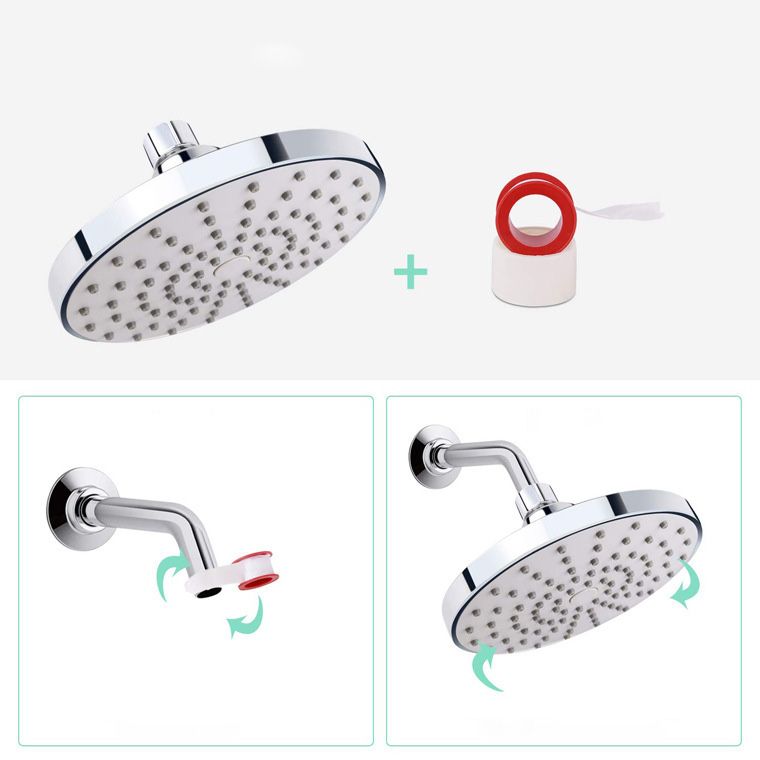 Sikunuo | Round Fest Shower Head Silver Single Jet Wall Mounted Shower Head