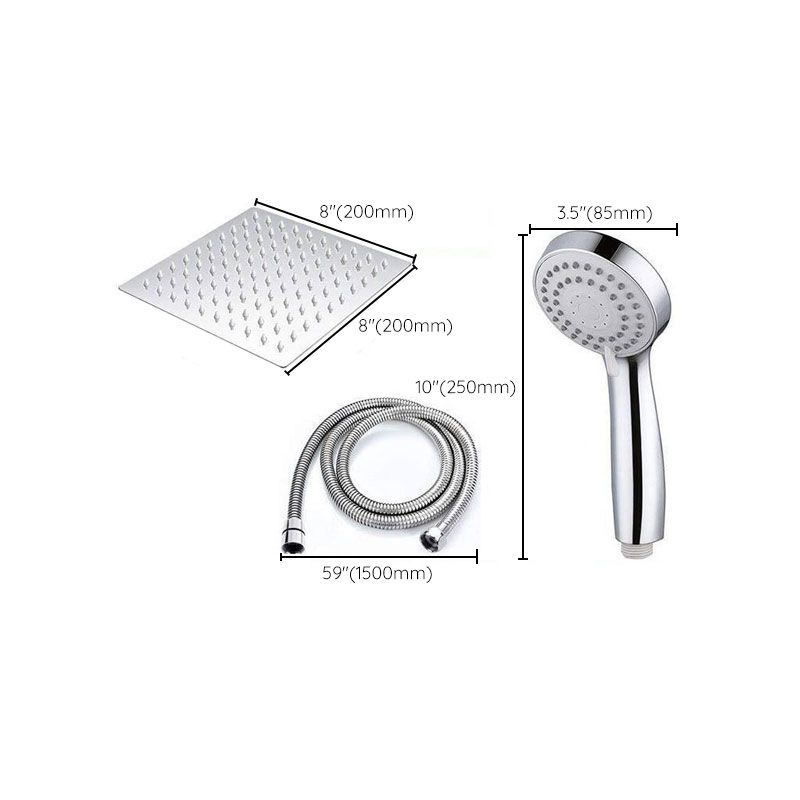 Sikunuo | High Pressure 8 Inch Shower Set 3-Function Hand Shower Stainless Steel Square Ceiling Shower Head