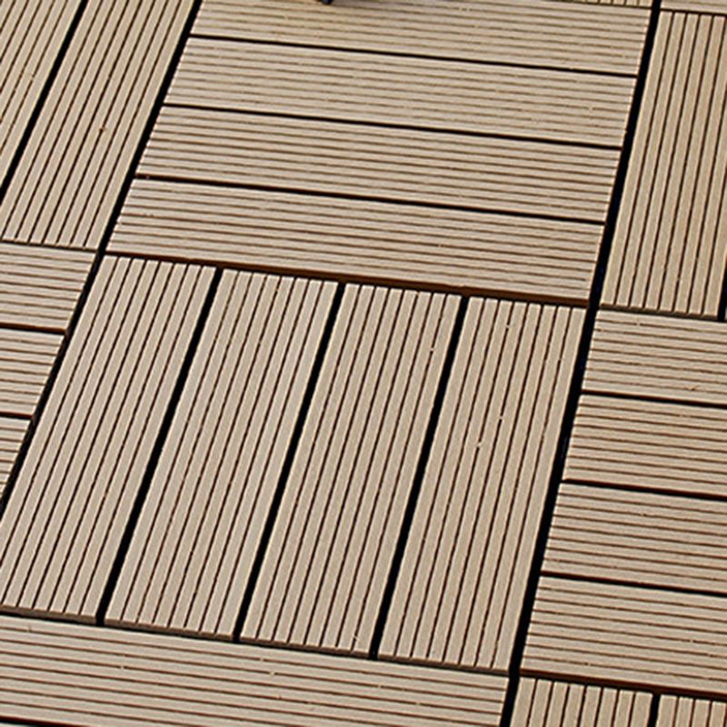 Sikunuo | 12" X 12" 4-Slat Square Deck/Patio Floor Tiles Snap Installation Floor Plank Tiles