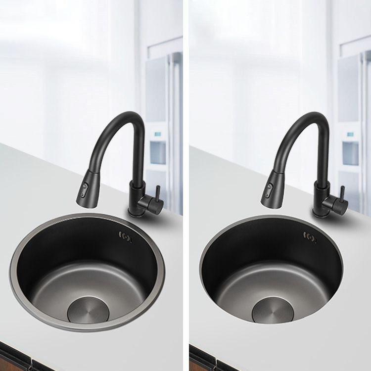 Sikunuo | Kitchen Sink Round Single Bowl Color and Scratch Resistant Under-mounted Stainless Steel Kitchen Sink