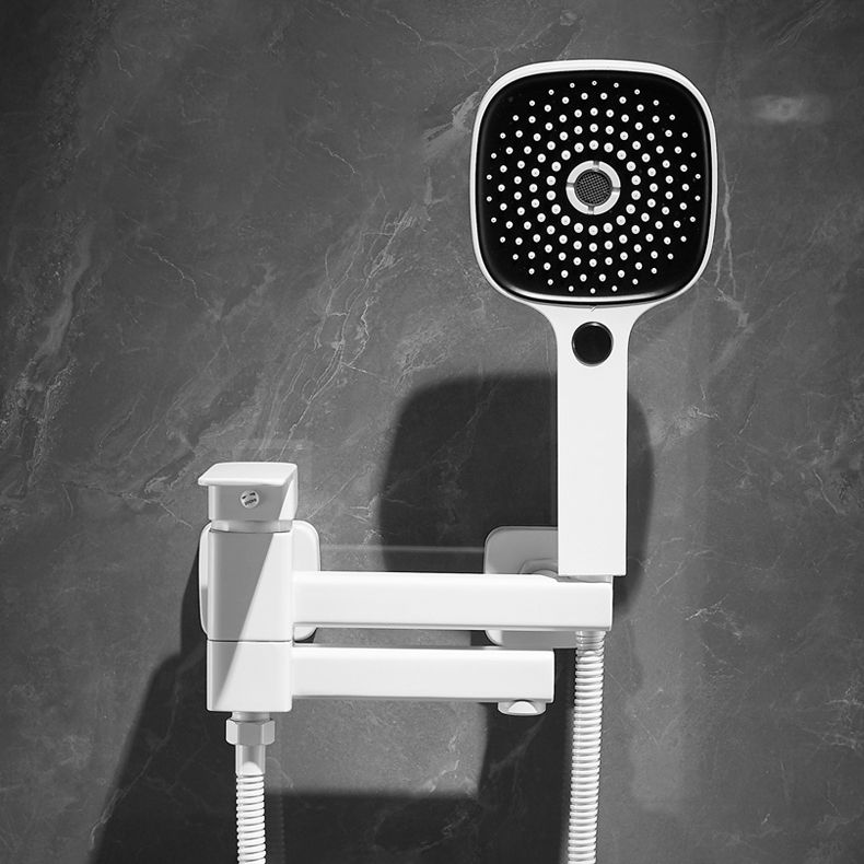 Sikunuo | White Bath Water Faucet Trim Single Lever Handle Swivel Spout Wall Mounted Hand Shower Bathtub Filler