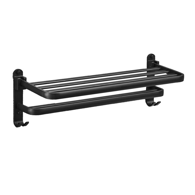 Sikunuo | Matt Black 5-piece Modern Bathroom Accessory Set with Shelf/Tower Bar & Paper Holder