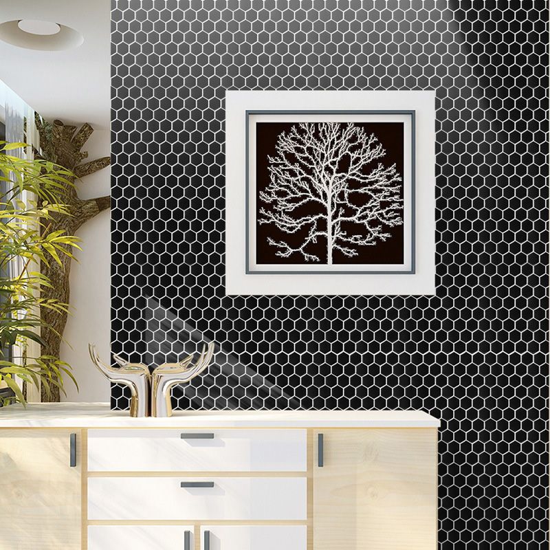 Sikunuo | Hexagonal Peel & Stick Tile Stain-Resistant Plastic Peel & Stick Tile for Shower