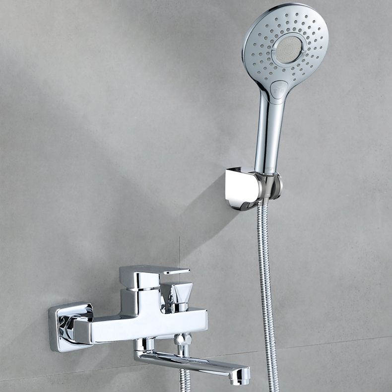 Sikunuo | Wall Mounted Bathtub Faucet Trim Polished Chrome Swivel Spout with Hand Shower