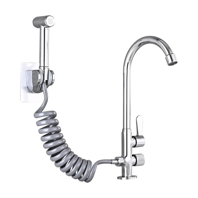 Sikunuo | Single Cold Water Valve Uniform Color High Arc Deck Mounted Bathtub Faucet