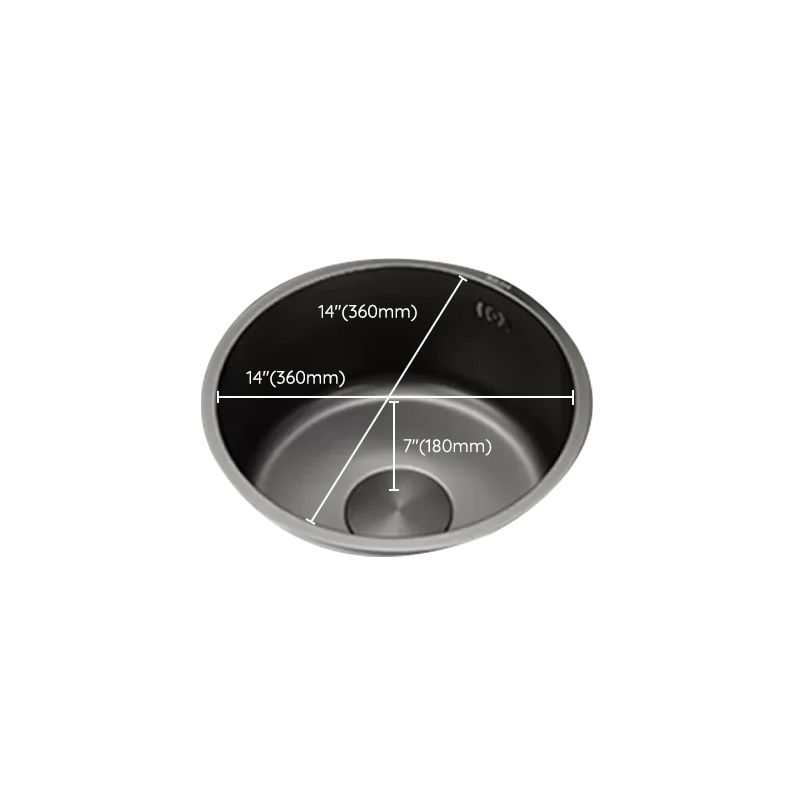 Sikunuo | Kitchen Sink Round Single Bowl Color and Scratch Resistant Under-mounted Stainless Steel Kitchen Sink