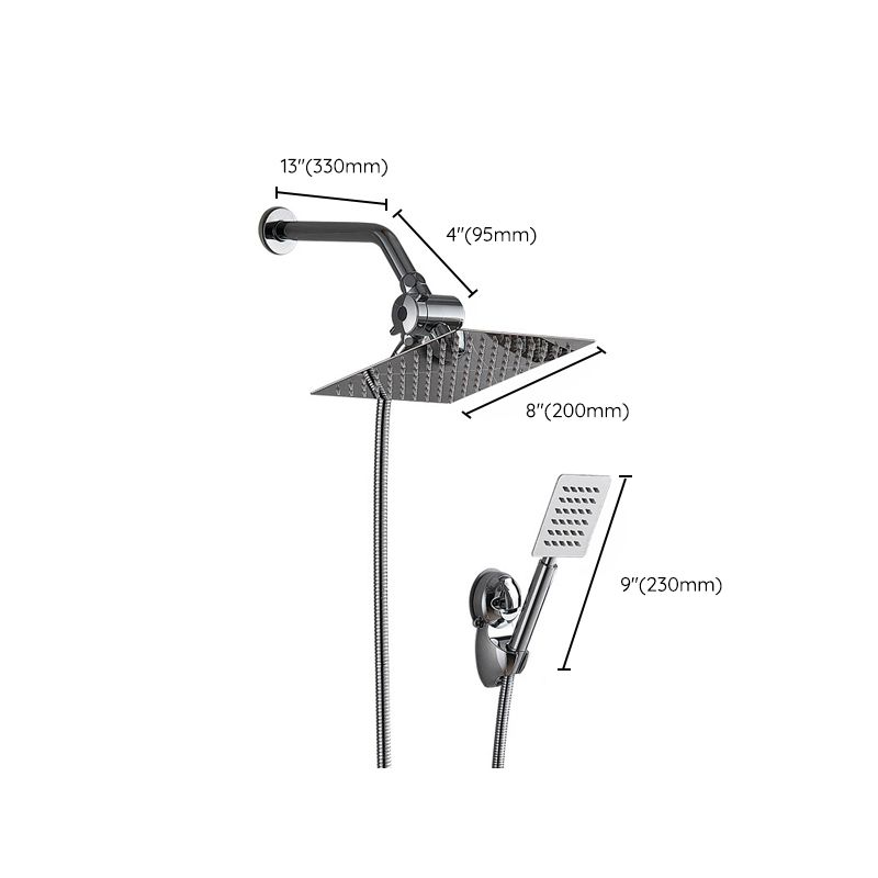 Sikunuo | Silver Square Double Shower Head Modern Water Filtration Wall-Mounted Shower Head