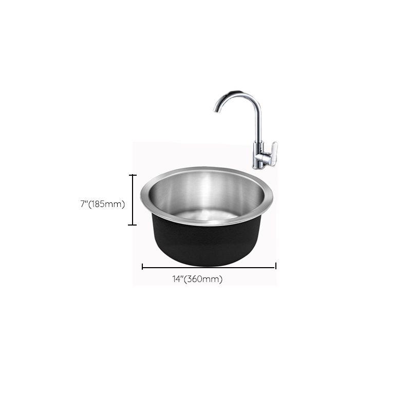 Sikunuo | Contemporary Single Bowl Kitchen Sink Round Stainless Steel Sink with Drain Strainer Set