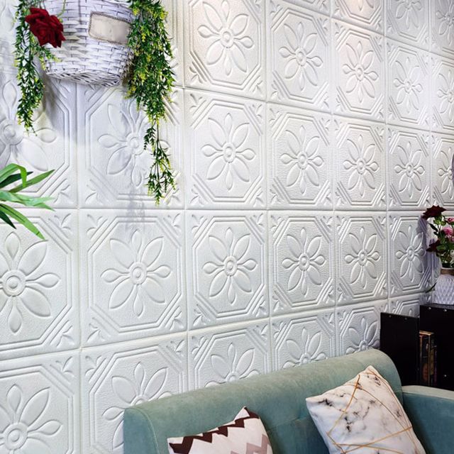 Sikunuo | Modern Wall Panel Floral 3D Print Peel and Stick Waterproof Wall Panels