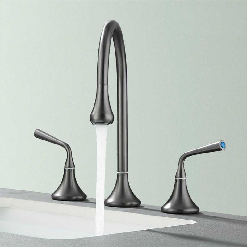 Sikunuo | Double Handle Tub Spout Deck Mounted High Arc Brass Modern Roman Tub Spout