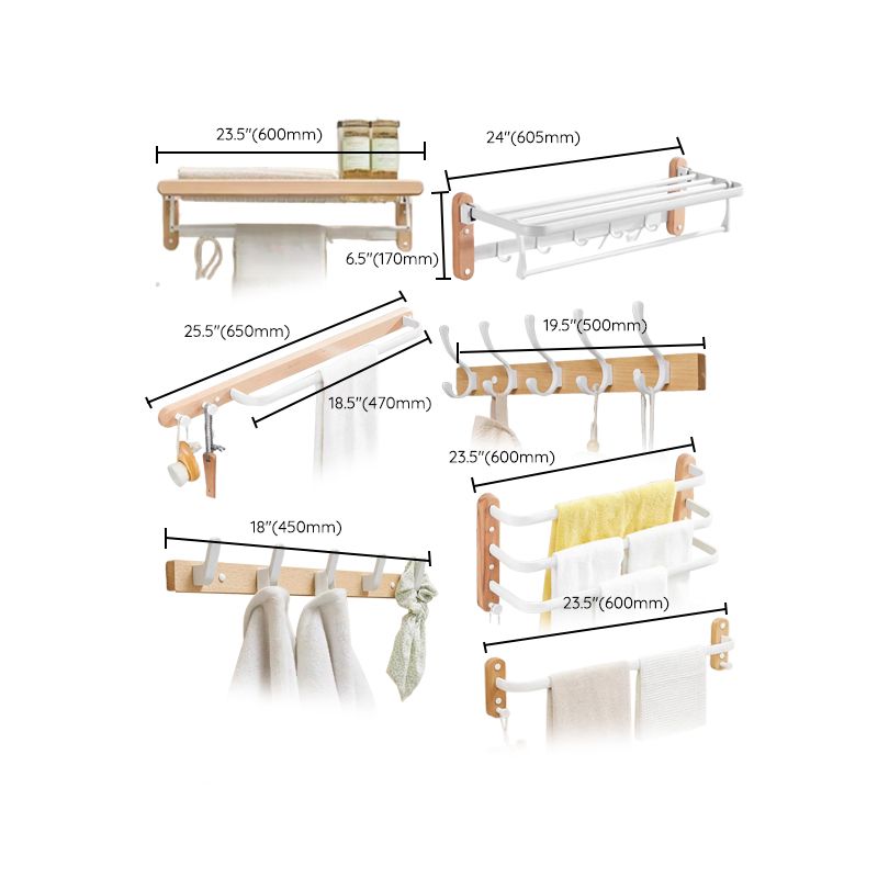 Sikunuo | White Bathroom Set Solid Wood & Aluminium Bathroom Accessories individually or as a set