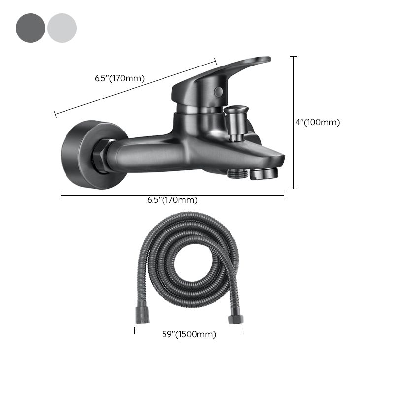 Sikunuo | Bathtub filler wall mount hand shower single lever handle 2 holes low arc bathtub faucet with hose