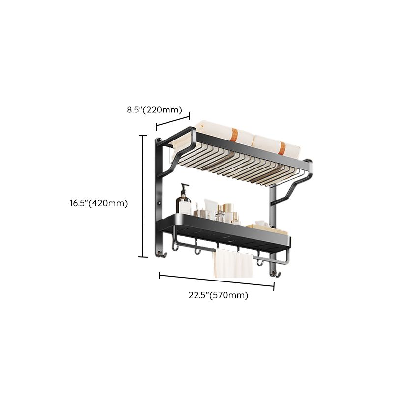 Sikunuo | Modern Bathroom Set Matte Black Bathroom Shelf Towel Holder Bathroom Accessories Set