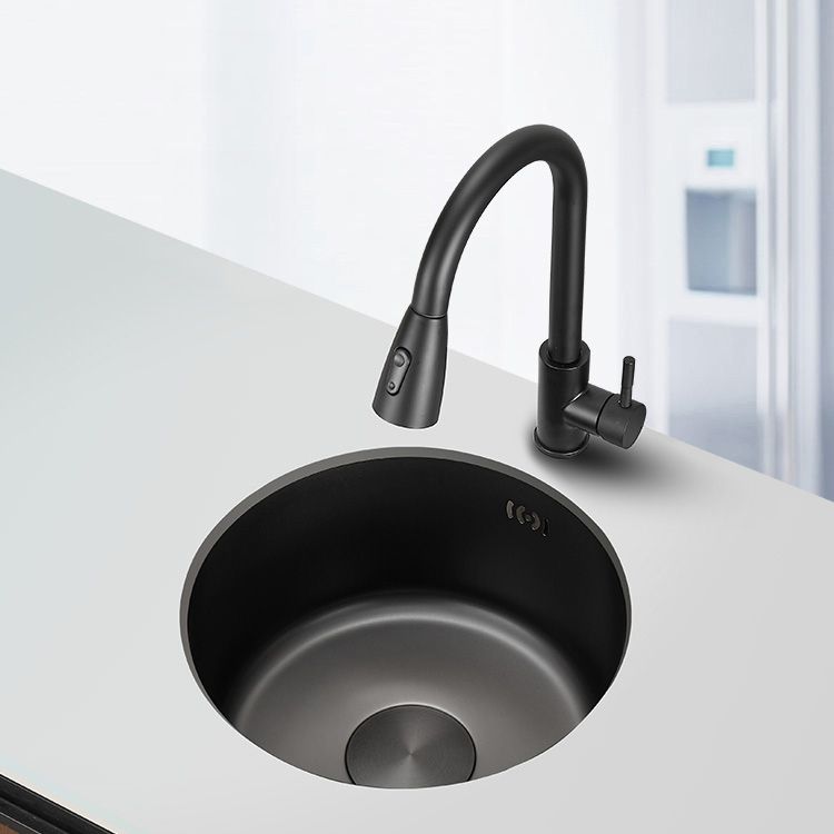 Sikunuo | Kitchen Sink Round Single Bowl Color and Scratch Resistant Under-mounted Stainless Steel Kitchen Sink