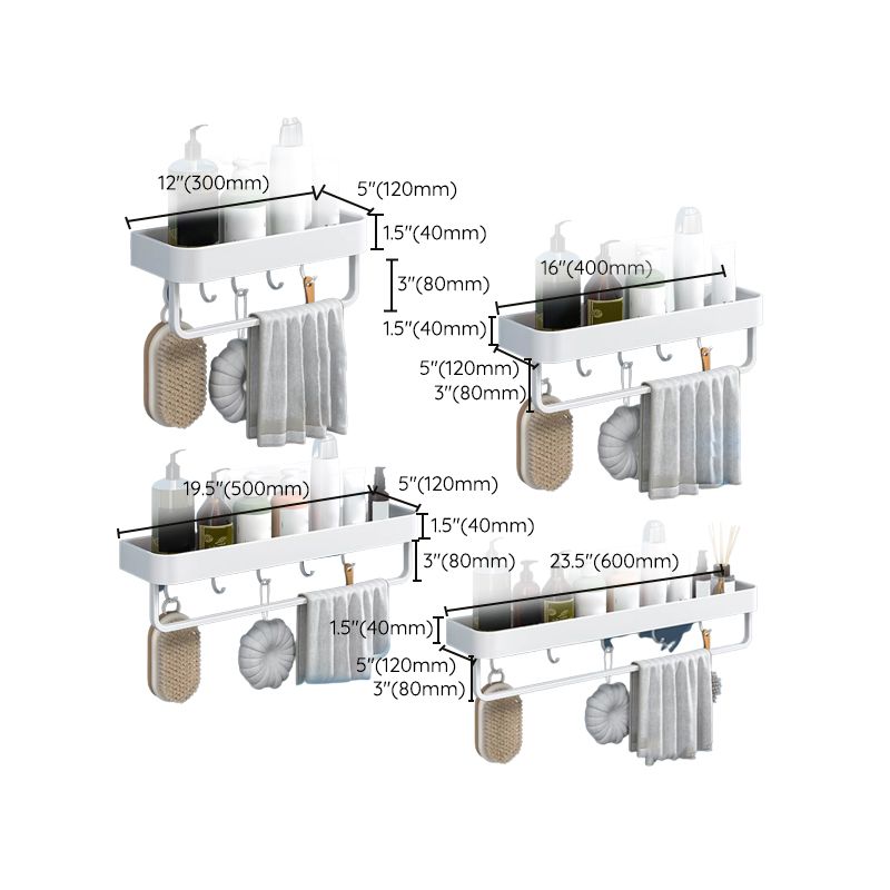 Sikunuo | White 2-piece Bathroom Hardware Modern Bathroom Accessories Set, Bathroom Shelf