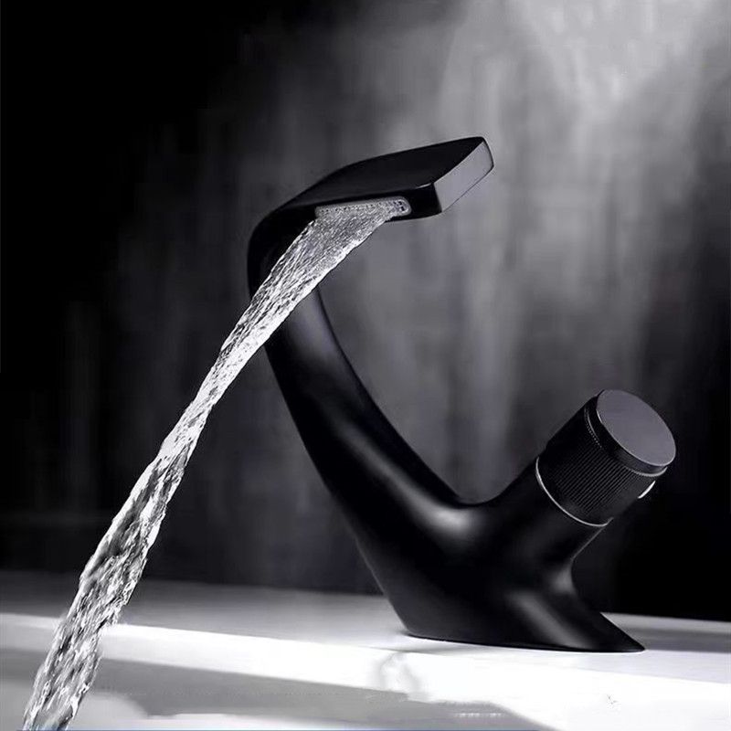 Sikunuo | Button Handle Faucet Contemporary Style Faucet with Waterfall Spout