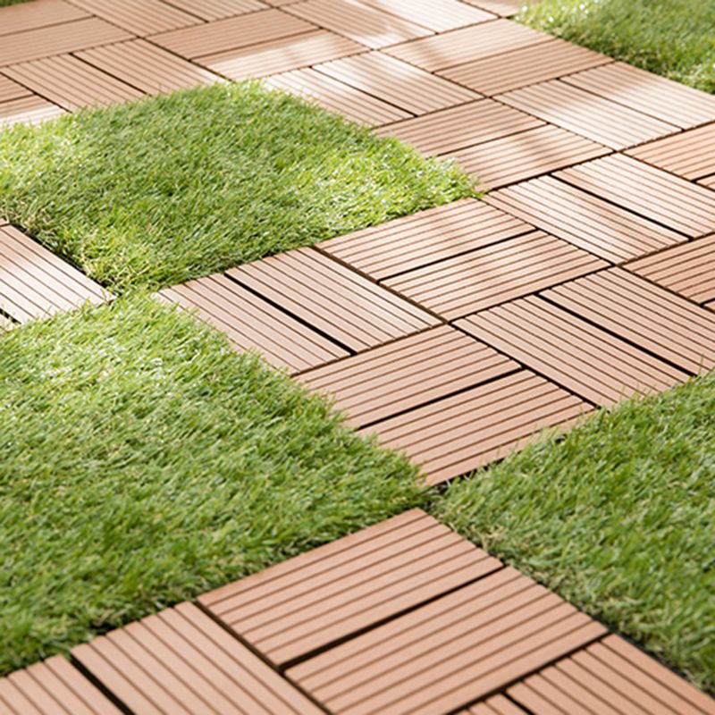 Sikunuo | Composite Plank Tiles Striped Pattern Square Deck Flooring Outdoor Patio