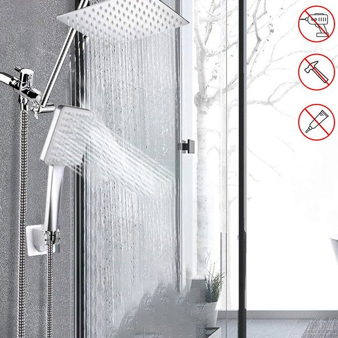 Sikunuo | Pull down Dual Shower Head Square High Arch Shower Head Combo in Chrome