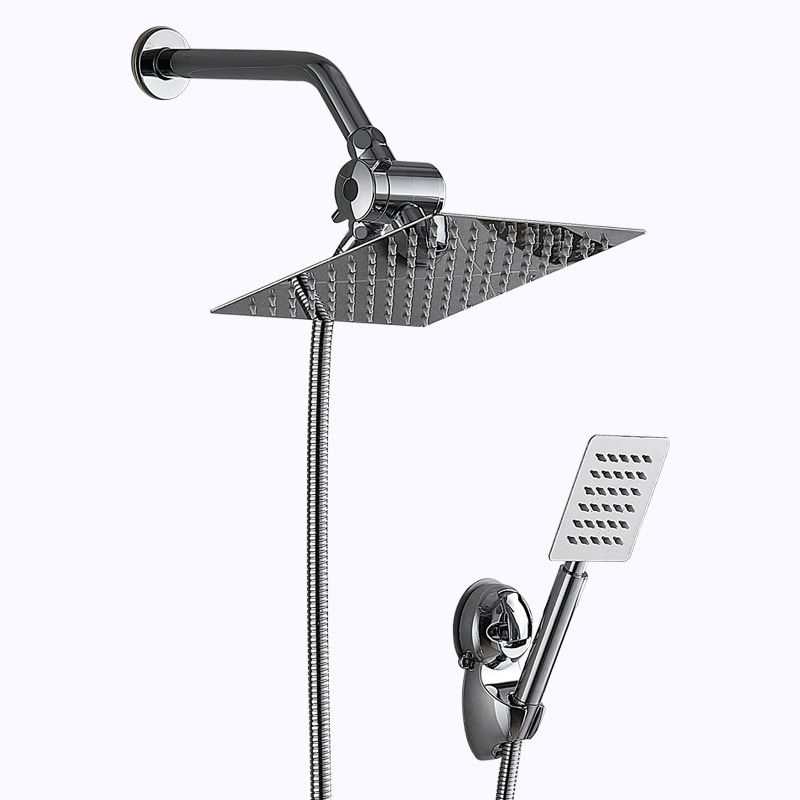 Sikunuo | Square Metal Double Shower Heads Modern Shower with Shower Hose