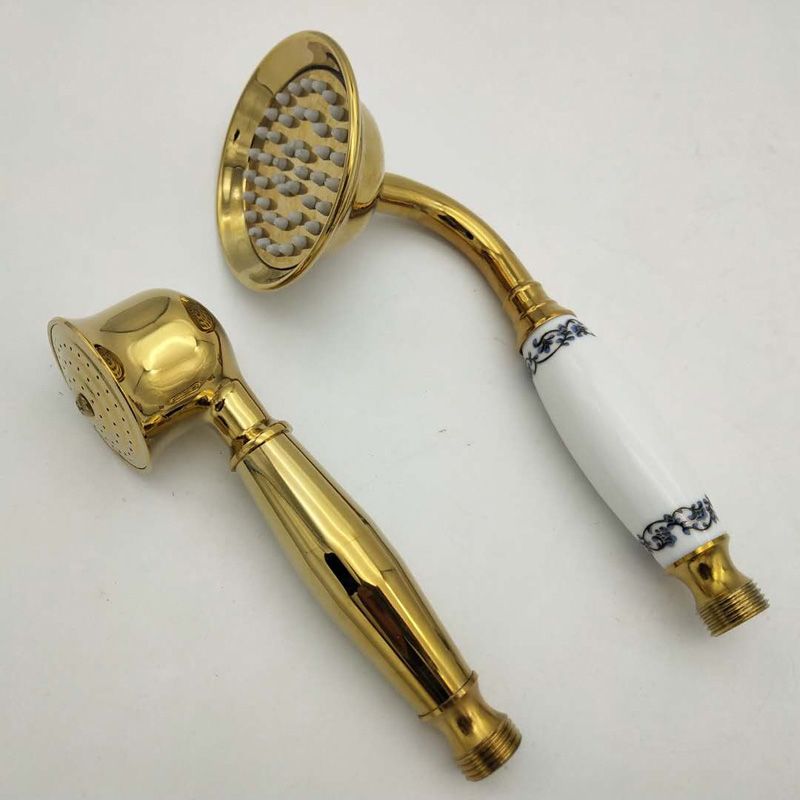 Sikunuo | Traditional Handheld Shower Head with Hose Polished Brass Wall Mounted Shower Head
