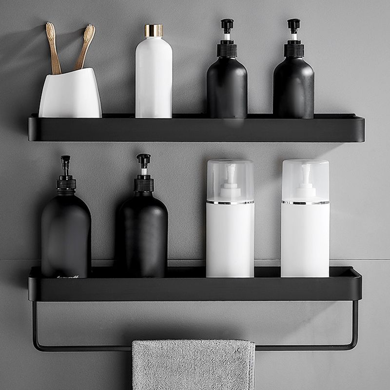 Sikunuo | Matt Black Bathroom Set Modern 1/2 - Piece Stainless Steel Bath Rack