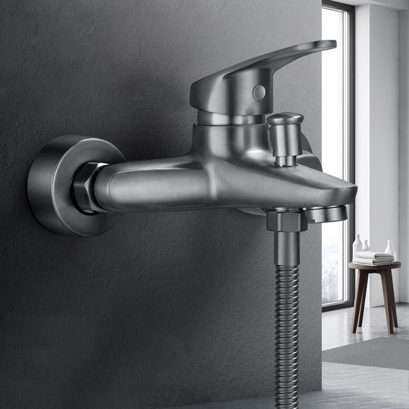 Sikunuo | Bathtub filler wall mount hand shower single lever handle 2 holes low arc bathtub faucet with hose