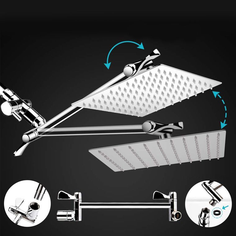 Sikunuo | Contemporary Dual Shower Head Square High Arc Shower Head Combination in Chrome