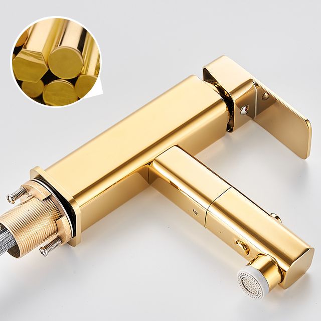 Sikunuo | Luxury Extendable Basin Faucet Cubic Low Arc Vanity Faucet