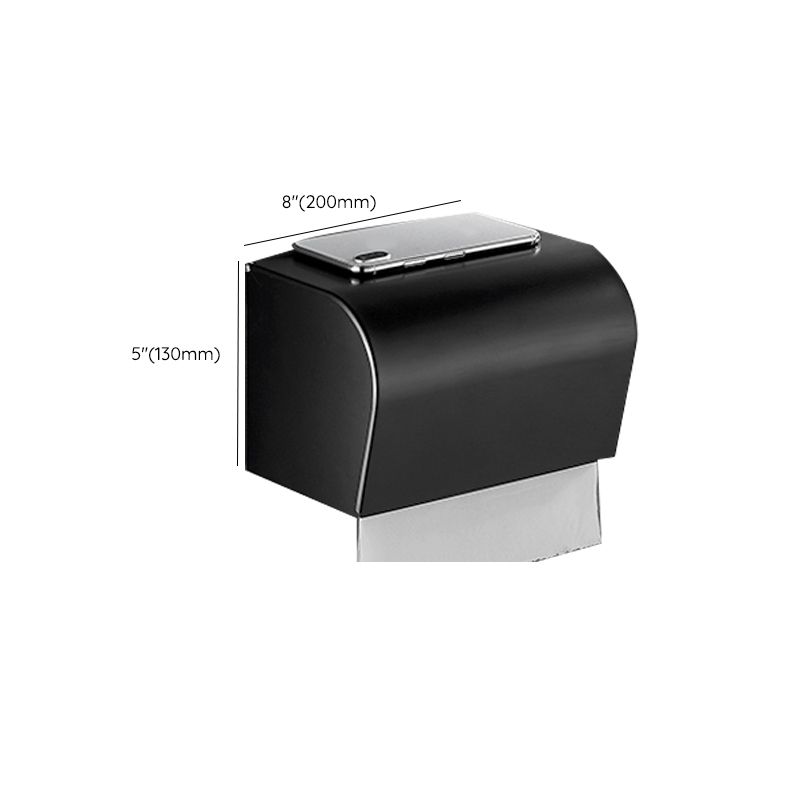 Sikunuo | Matt Black 5-piece Modern Bathroom Accessory Set with Shelf/Tower Bar & Paper Holder
