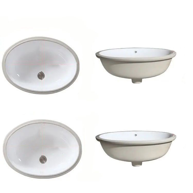 Sikunuo | Modern Under-Mount Sink Oval Porcelain with Pop-Up Drain Sink