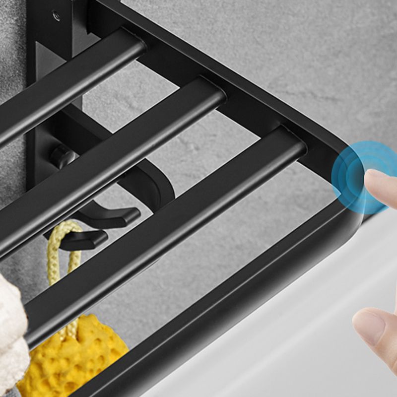 Sikunuo | Matt Black 5-piece Modern Bathroom Accessory Set with Shelf/Tower Bar & Paper Holder