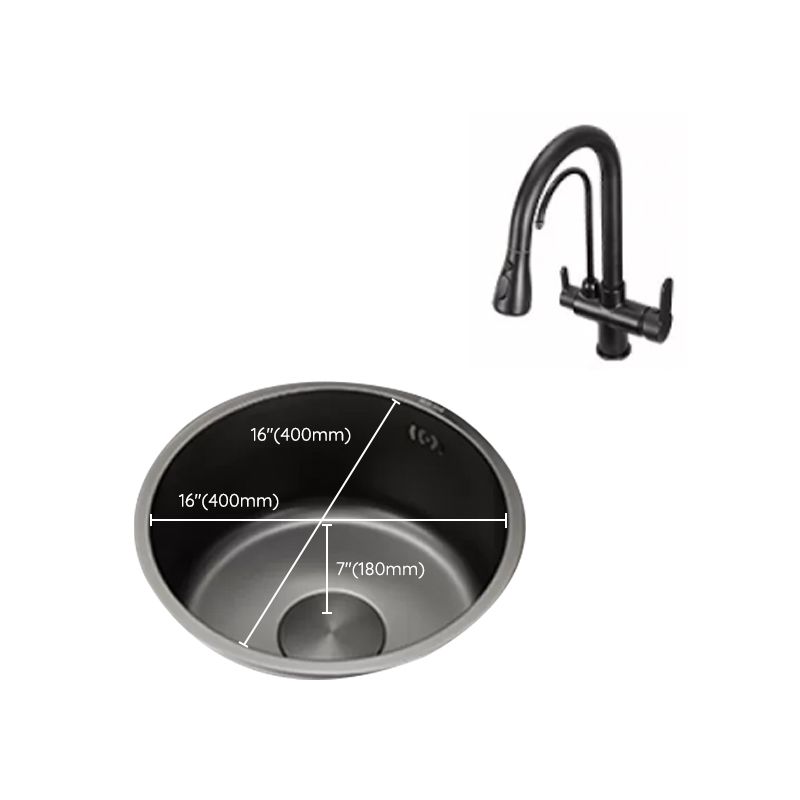 Sikunuo | Kitchen Sink Round Single Bowl Color and Scratch Resistant Under-mounted Stainless Steel Kitchen Sink