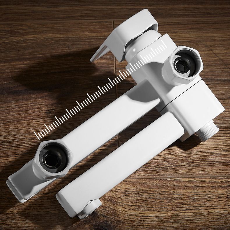 Sikunuo | White Bath Water Faucet Trim Single Lever Handle Swivel Spout Wall Mounted Hand Shower Bathtub Filler