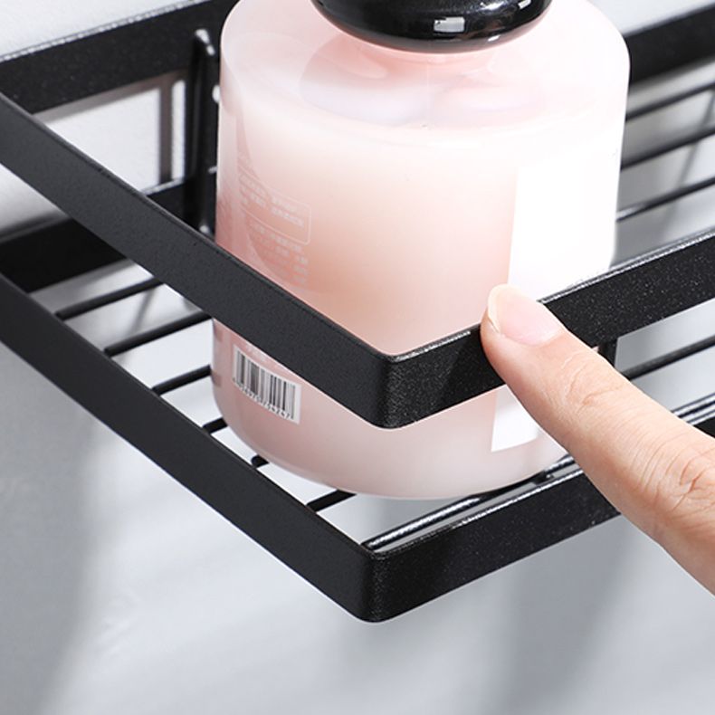Sikunuo | 2-piece bathroom shelf made of matte black metal bathroom hardware set
