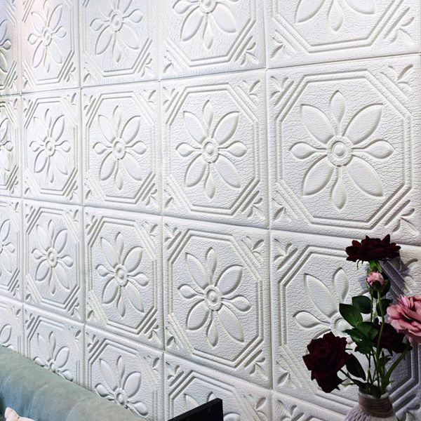 Sikunuo | Modern Wall Panel Floral 3D Print Peel and Stick Waterproof Wall Panels