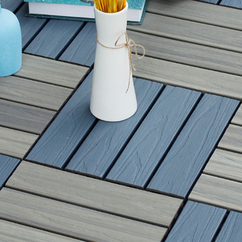 Sikunuo | 12" X 12" 4-Slat Square PVC Floor Tiles With Interlocking Installation Floor Plates Tiles