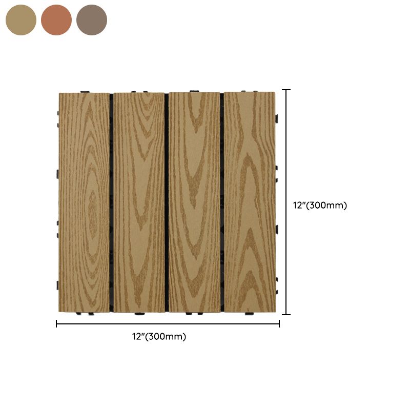 Sikunuo | Square Click Patio Floor Tiles Stripe Pattern Tile Set Floorboard